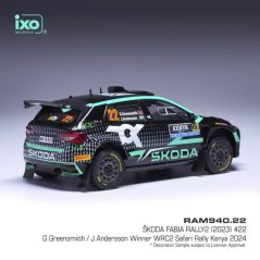 Model IXO Škoda Fabia Rally2 #22 Greensmith/Andersson WRC Safari Rallye Kenia 2024 1:43