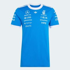 Tričko Adidas - Mercedes AMG Petronas F1 modré s logy sponzorů - edice SILVERSTONE 2026
