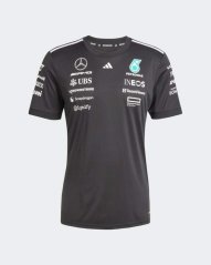 Tímové tričko Adidas - Mercedes AMG Petronas F1 čierne s logami sponzorov