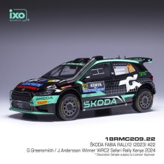 Model IXO Škoda Fabia Rally2, WRC, Safari Rallye Kenia, 2024, #22, 1:18