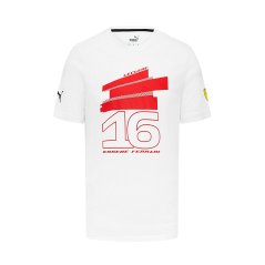 Scuderia Ferrari F1 fanúšikovské tričko Charles Leclerc biele