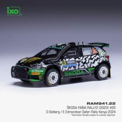 Model IXO Škoda Fabia Rally2 #20 Solberg/Edmonson WRC Safari Rallye Kenia 2024 1:18