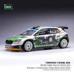 Model IXO Škoda Fabia Rally2 Monte Carlo 2023 N. Gryazin  1:18