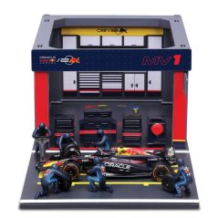 Model Bburago Red Bull F1 1:43 Max Verstappen s modelem boxu
