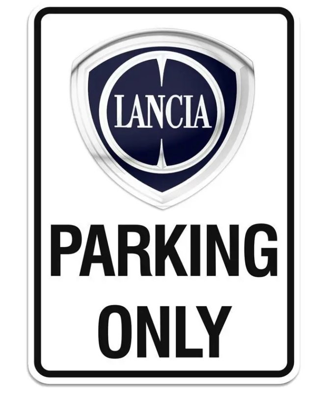 Lancia cedule PARKING ONLY