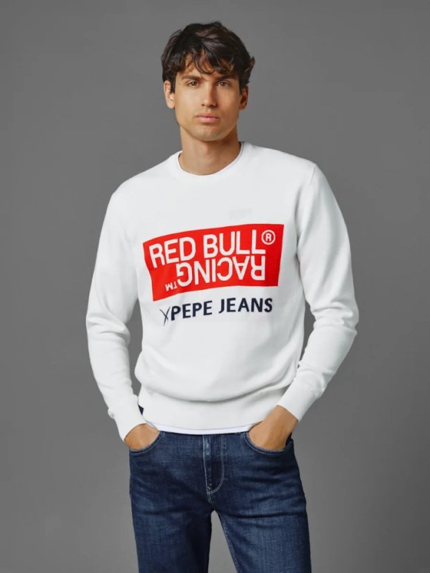 Svetr Pepe Jeans - Red Bull Racing bílý s nápisem