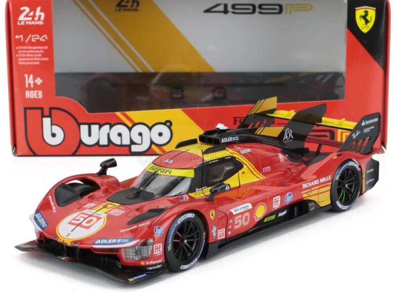 Model BBurago Ferrari 499P #50 Winner Le Mans 2024 1:24