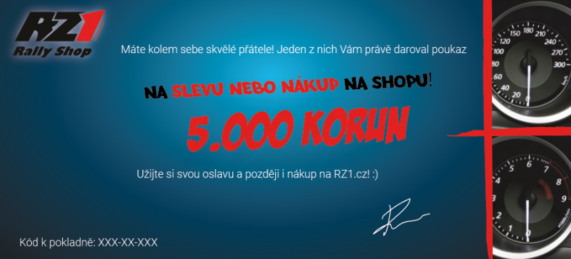 Dárkový poukaz na nákup na RZ1.cz - Hodnota poukazu: 2500