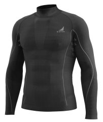 Funkčné tričko TECSO s dlhým rukávom ku krku UNISEX K-MERINO čierne - XS
